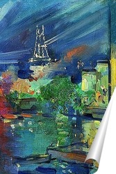   Постер Эйфелева башня ночью