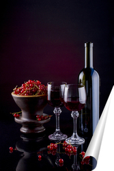   Постер Натюрморт с красной смородиной и красным вином