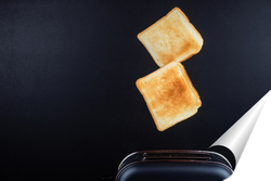   Постер тостер для выпечки хлеба прыгает на черном фоне