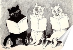   Постер Три кошки, читающие ежедневные газеты
