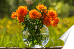   Постер Красивые цветы в стеклянной вазе