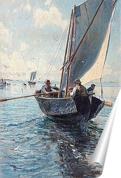   Постер Рыбаки на лодке
