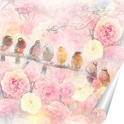   Постер Птицы в розах