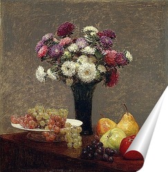   Постер Астры и фрукты на столе
