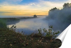   Постер Осенний туман над рекой