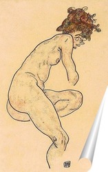   Постер Сидящая обнаженная с cогнутым левым коленом