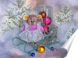 Новогоднее фото с куклой  Снегурочкой и елочными шарами