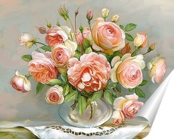   Постер Розы в стеклянной вазочке