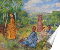  Женщина с зонтиком в саду летом