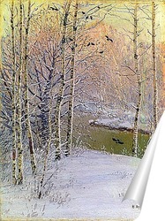   Постер Река и зимний лес
