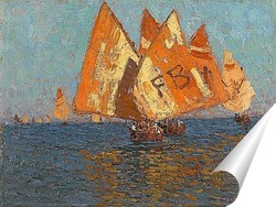   Постер Итальянские лодки на Средиземном море