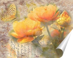   Постер Бабочки на цветах