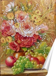   Постер Розы с фруктами