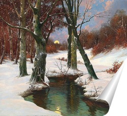  Постер Зимний пейзаж с Восходящей Луной
