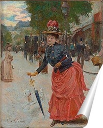   Постер Уличная сцена с элегантной леди.
