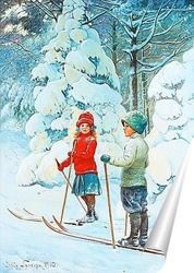   Постер Дети на лыжах