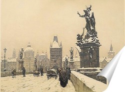   Постер Карлов мост в зимнее время