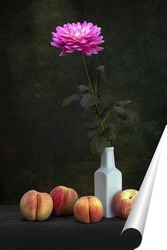   Постер Цветок георгины и персики