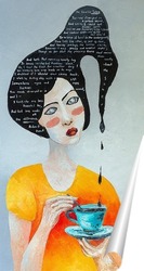   Постер Девушка с чашкой кофе