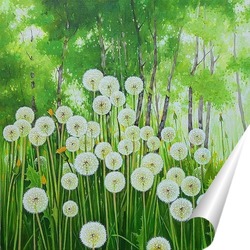   Постер Весенний пейзаж с одуванчиками