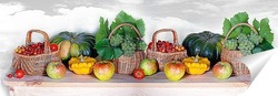   Постер Осенняя панорама с фруктами и овощами