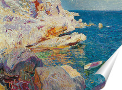   Постер Хавеа.Скалы и белая лодка