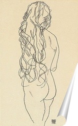   Постер Стоящая обнаженная с длинными волосами