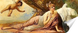  Постер Лежащая красавица с Путто и какаду