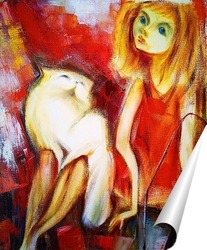   Постер Девочка с котиком