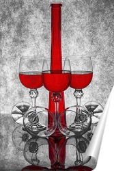   Постер Этюд с бокалами и вином