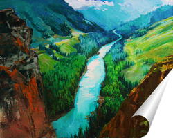   Постер Бирюзовая река Катунь, картина реки