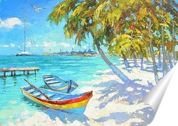   Постер Лодки у берега