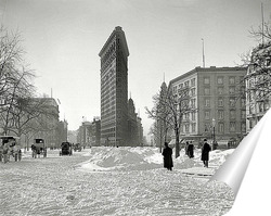  Постер Небоскреб в Нью-Йорке, зима, ретро