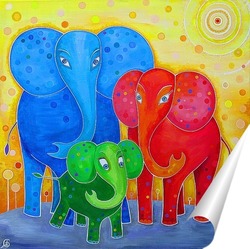   Постер Семья слонов