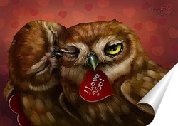   Постер Совушки на день св. Валентина