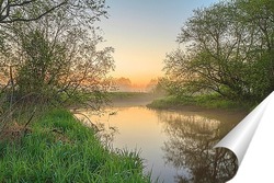   Постер Рассвет на берегу реки