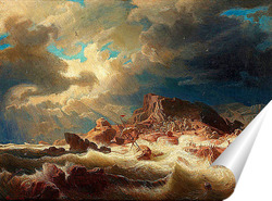   Постер Крушение корабля в бурном море