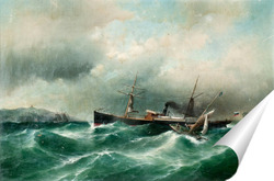   Постер Корабль в бушующем море