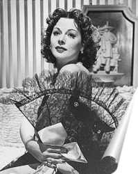   Постер Хеди  Ламарр с веером из кружев.1950г.