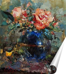   Постер Розы в синей вазе
