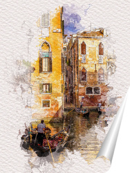   Постер Венеция, акварельный скетч