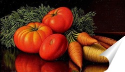   Постер Натюрморт с помидорами и морковью