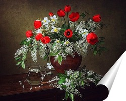  Натюрморт с букетом белых роз