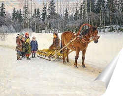   Постер Зимние сани с детьми, 1940