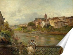   Постер Вид с середины моста Рейн на Базельский собор. 1889