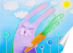   Постер Заяц и морковка