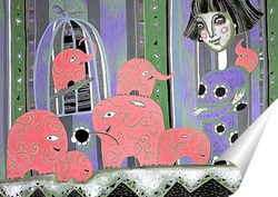   Постер Семь розовых слонов.