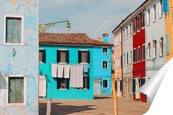   Постер Цветные дома на острове Бурано, Италия
