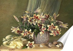   Постер Натюрморт с лилиями в корзине