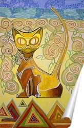  Постер Египетская кошка в розах